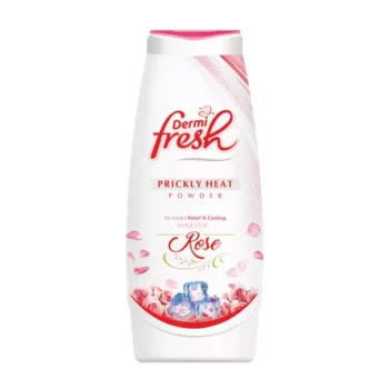 Dermi Fresh Prickly Heat Powder For Instant Relief & Cooling Majestic Rose Flavour Bottle 150gm