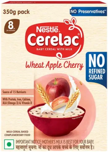 Nestle Cerelac Wheat Apple Carrot Baby Food Cereal with No Refined Sugar & No Preservatives Cereal